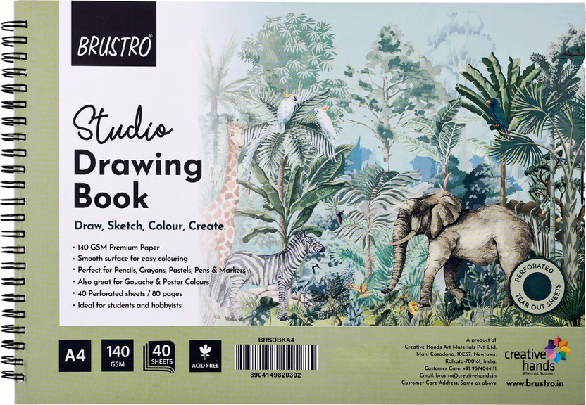 BRuSTRO BRuSTRO Studio Drawing Book, Blank 80 Pages, Wiro Bound, A4 (8.3x11.7 inches), 140 GSM Sketch Pad(40 Sheets) - Flipkart Deal