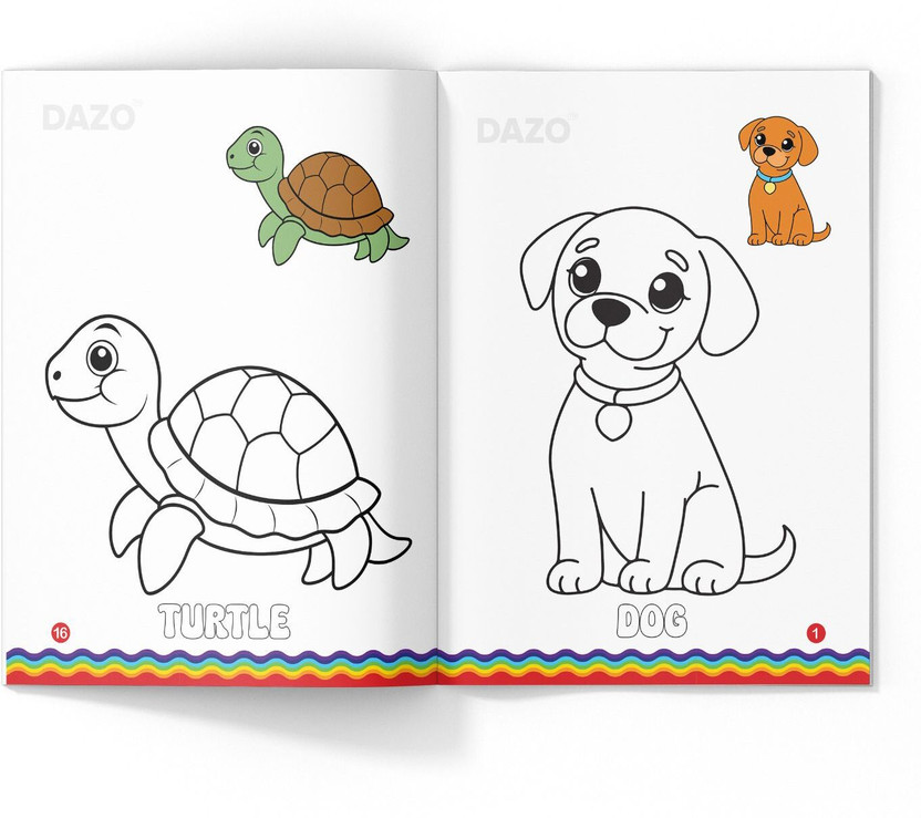 dazo New Coloring Book for Kids, Pet Animals Drawing, A4, Thick Paper for Crayons Sketch Pad(16 Sheets)