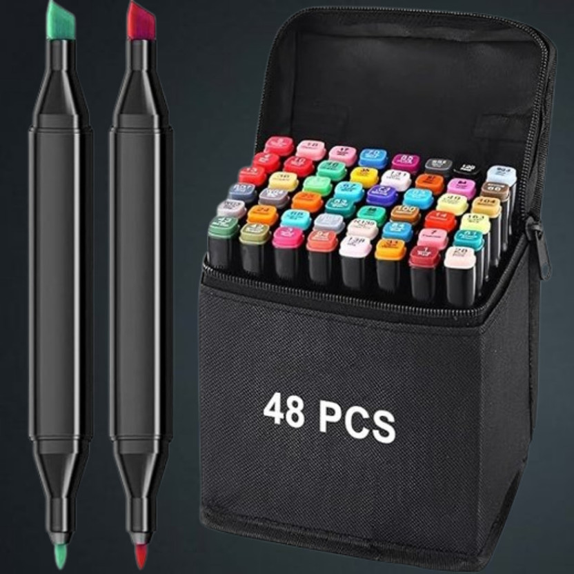 rdomi 48 Marker Set Dual-Tip Design: Vibrant Art & Coloring Set for Kids & Adults Nib Nib Sketch Pens  with Washable Ink(Set of 1, Multicolor)
