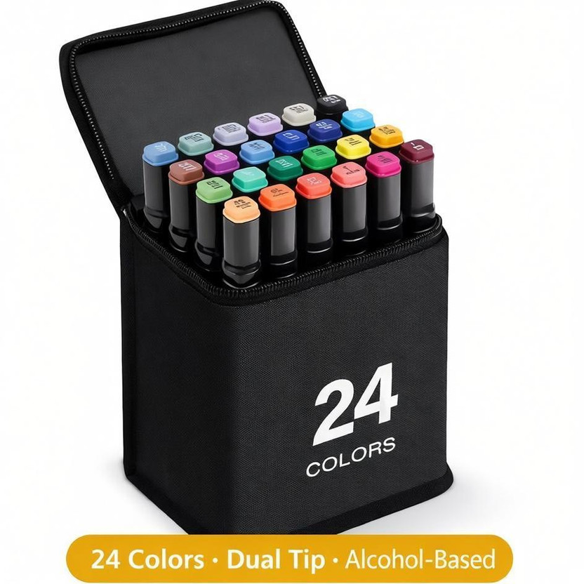 HOMSUKH acrylic marker pens,sketch pen set,markers for drawing Twin Head Chisel & Ultra Fine Permanent Colouring Marker Pens Nib Nib Sketch Pens  with Washable Ink(Set of 1, Multicolor)