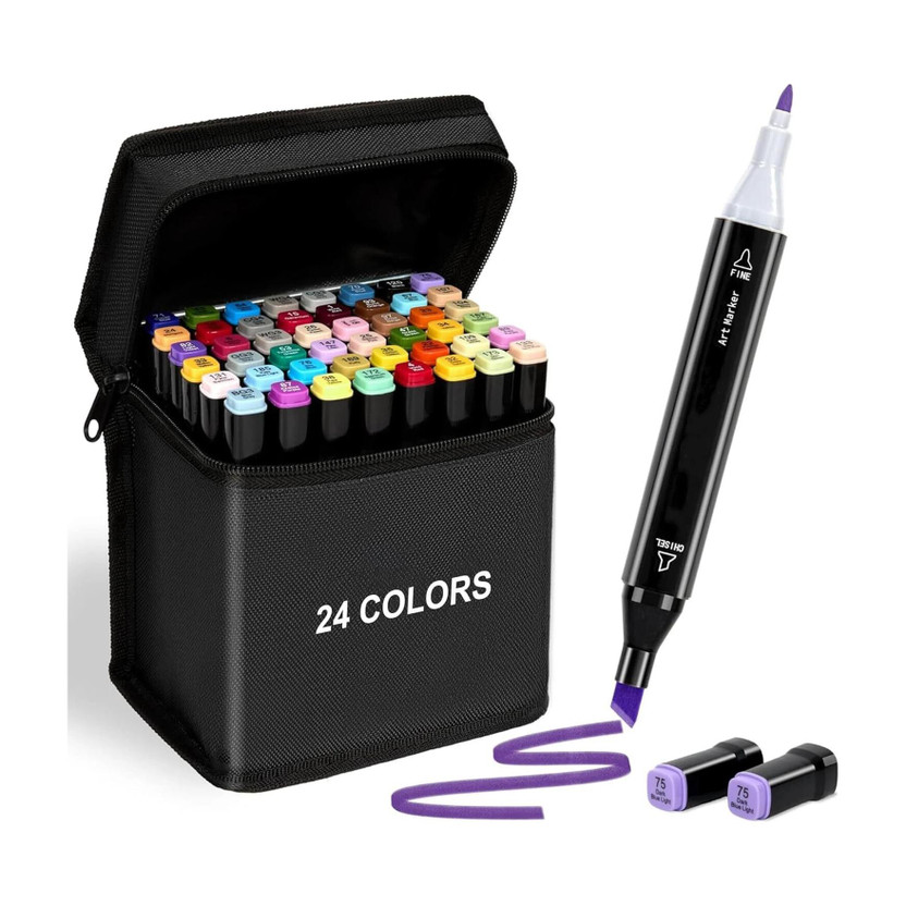 krishiv enterprise 24 Color Dual Tip Marker Sketch Pen Set | Fine & Broad | Ideal for Coloring(Set of 24, Multicolors)