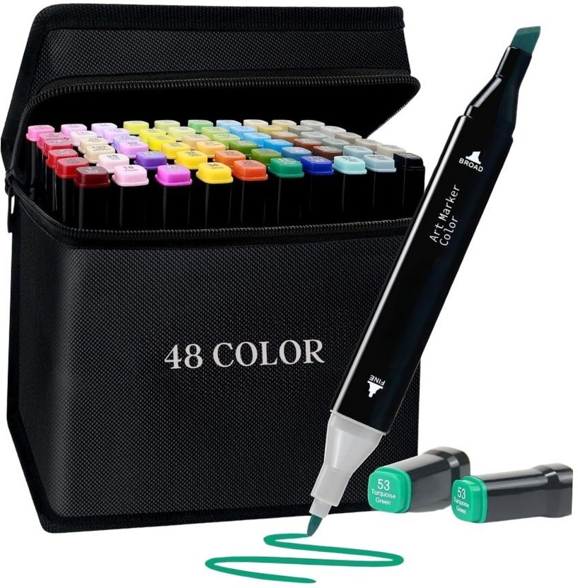 KOTHIA Dual Tip Art Markers-48 K407 48 sketch pen Nib Sketch Pens(Set of 48, Multicolor)
