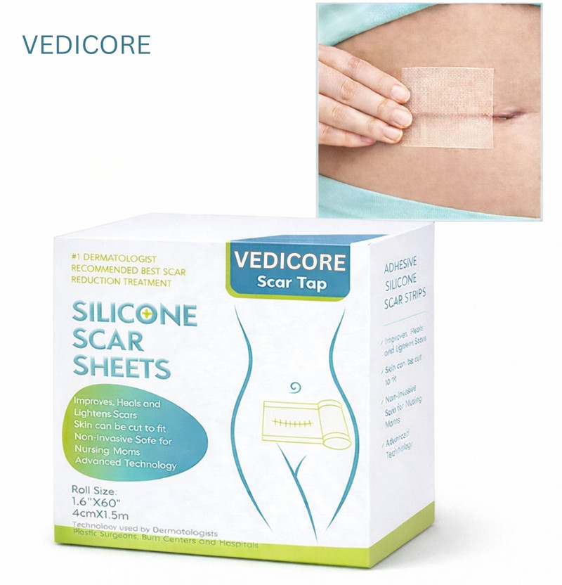Vedicore Silicone Scar Sheet Tape Roll | Non-Invasive Scar Reduction for Surgical Scars(45 g)