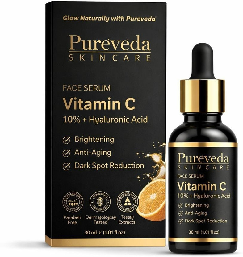 Pureveda Pureveda skincare Vitamin C Serum for Men - 30ml I For Glowing Skin I Brightens, Fades Dark Spots & Hydrates(100 ml) - Flipkart Deal