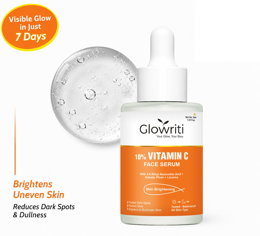 Glowriti 10% Vitamin C Serum - Face Serum for Women & Men - Skin Brightening, Dark Spot(30 ml)