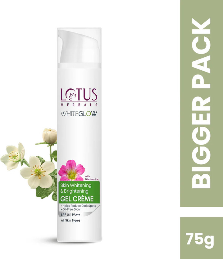 LOTUS HERBALS WhiteGlow Skin Whitening And Brightening Gel with SPF-25, for all skin types(75 g)