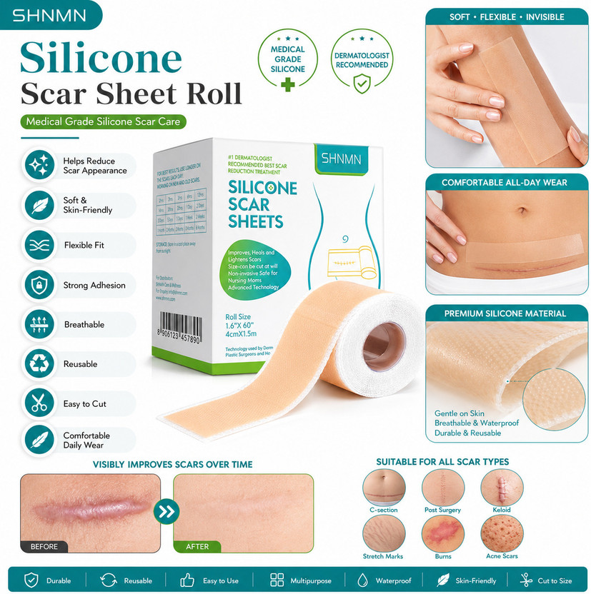 SHNMN Medical Silicone Gel Sheet for Acne Scars Stretch Mark Removal(36 g)