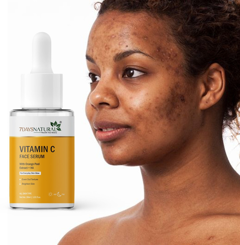7days natural Vitamin C + Hyaluronic Acid Serum for Radiant Skin, Reduces Dark Spots & Fine Lines | Fades Pigmentation & Evens Skin Tone | Daily Glow & Spot Correction | Brightens, Firms & Moisturizes Skin(30 ml)