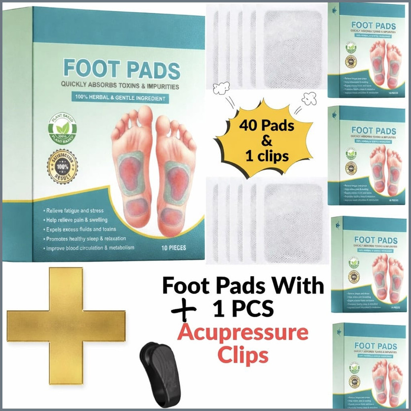 Larovena Herbal Foot Relief Pads 40 Units With Hand Acupressure Clip For Adults(200 g)