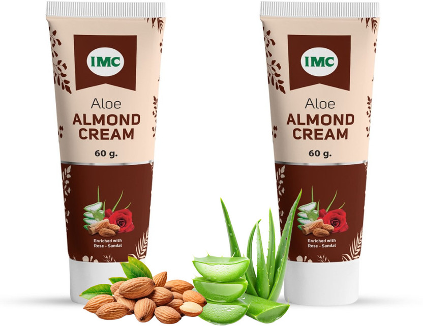 IMC Aloe Almond Cream | Soothes, Heals, Protects, Treats, and Calms the Skin Pack of 2(60 g)