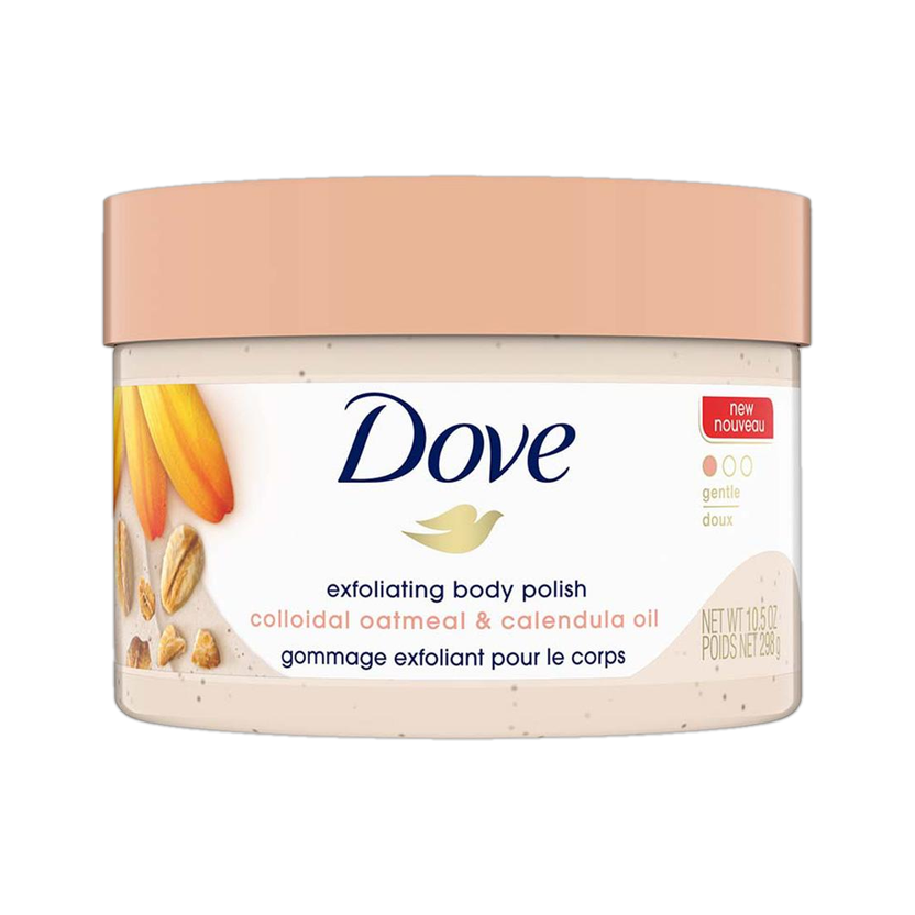 DOVE Exfoliating Body Polish for Delicate Sensitive Skin with Oatmeal & Calendula Oil Scrub(298 g)