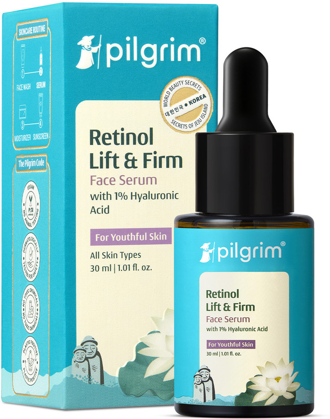Pilgrim Retinol & Hyaluronic Acid 1% Lift & Firm Serum for Anti Ageing | Dermatologically Tested | Reduce Fine Lines & Wrinkles | Lift & Firm Skin | For Men & Women | All Skin | Vegan(30 ml)