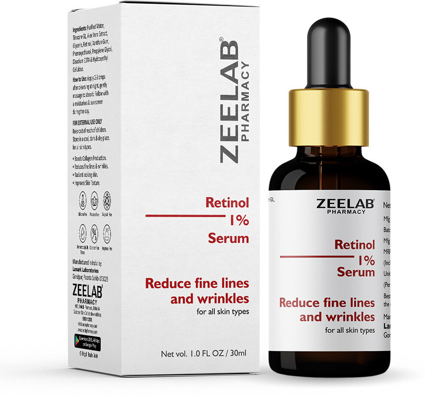 zeelab Retinol 1% Face Serum with Collagen – Retinol Serum for Face, Men & Women | For Oily Skin, Open Pores, Acne, Dark Spots & Wrinkles | Anti-Aging Skin Brightening Formula(30 ml)