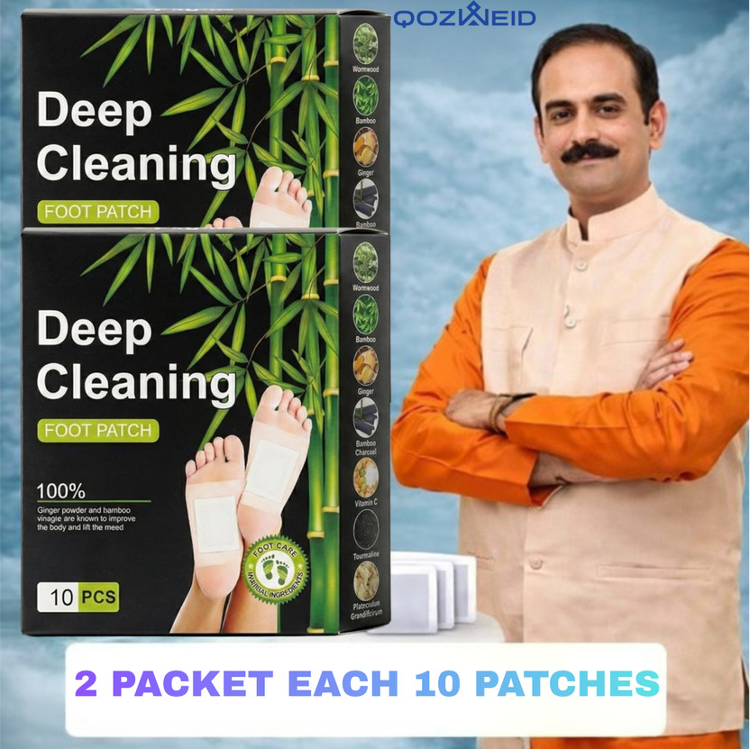 QOZWEID foot patches Deep cleansing with natural bamboo vinegar and ginger powderFoot care for detoxification, stress relief, pain relief, and removing dampness. Set of 10 patches(75 g)