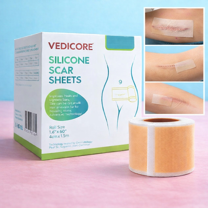 Vedicore Post Surgery Silicone Scar Sheet – Hospital Grade Scar Care for C-Section, Burns & Incisions(55 g)
