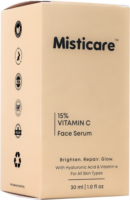 MISTICARE MISTICARE Misticare 15% Vitamin C Face Serum with Hyaluronic Acid & Vitamin E Anti-Aging for All Skin Type Men and Women - 30ml(30 ml) - Flipkart Deal