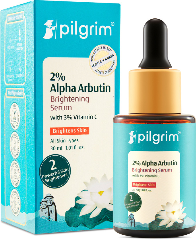 Pilgrim Alpha Arbutin & Vitamin C Brightening Skin Face Serum | Fades Dark Spots & Hyper Pigmentation | Experience Glowing Skin | Dermatologically Tested | For Men & Women | All Skin(30 ml)