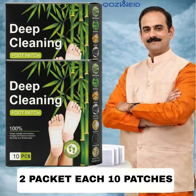 QOZWEID Deep cleansing foot patches with natural bamboo vinegar and ginger powder Foot care for detoxification, stress relief, pain relief, and removing dampness. Set of 10 patches(75 g)