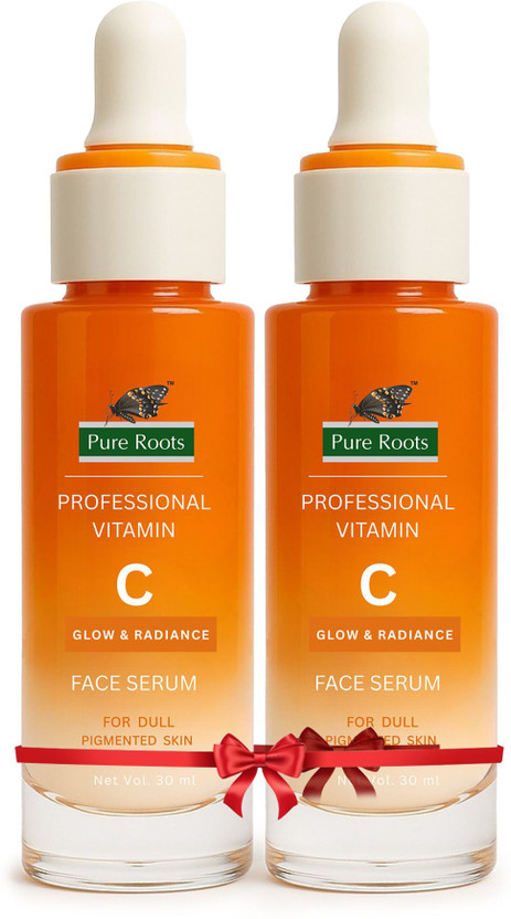 Pure Roots Vitamin C Face Serum 30ml - Pack of 2 | Hydrating & Brightening Serum for Radiant Glowing Skin | Anti-Aging, Non-Greasy for Men & Women- Total(60 ml)