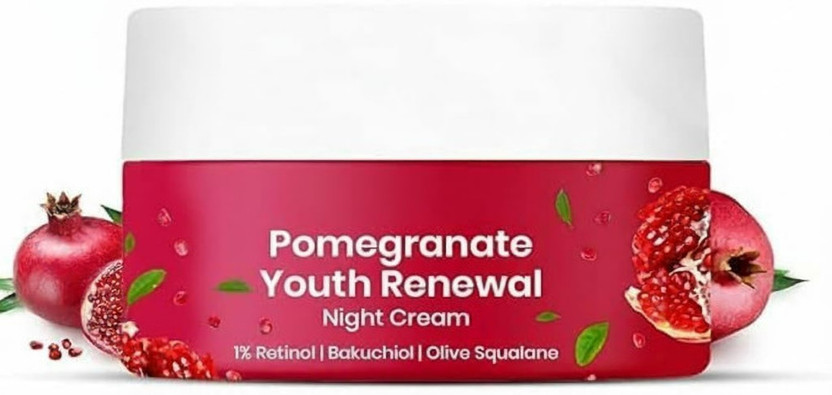 COVOXO Pomegranate Youth Renewal Night Cream for Face – 1% Retinol, Bakuchiol & Olive Squalane – Hydrating & Nourishing Anti-Ageing Skin Cream(50 g)
