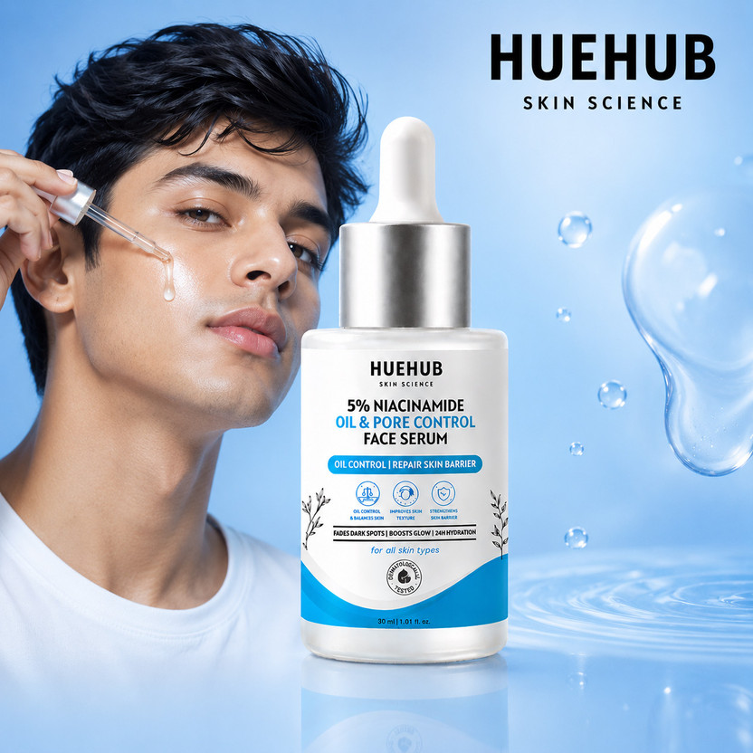huehub 5% Niacinamide Serum for Glowing & Clear Skin with Hyaluronic Acid | Hydrating & Repairing Serum for Men & Women(30 ml)