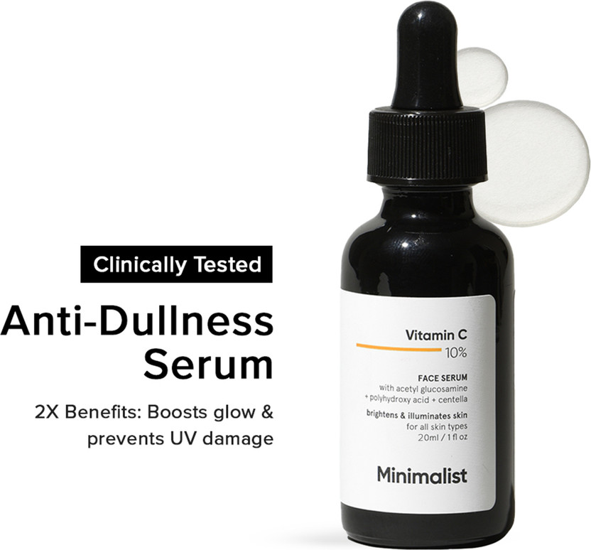 Minimalist Minimalist 10% Vitamin C Face Serum for Men & Women| 20ml | Skin Brightening, Glow & UV Damage Repair | Stable Vitamin C Skincare(20 ml) - Flipkart Deal