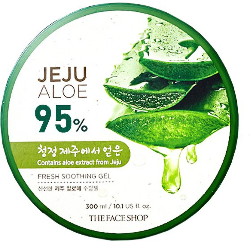 The Face Shop Jeju Aloe Fresh Soothing Gel with Vitamin E, for Body, Face & Hair(300 ml)