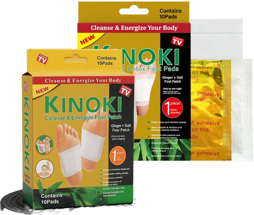 Kinoki Foot Patch Detox Pads for Stress, Fatigue & Body Pain | Herbal Cleansing Foot Pads | Overnight Therapy - Pack of 2 (20 Patches)(200 g)