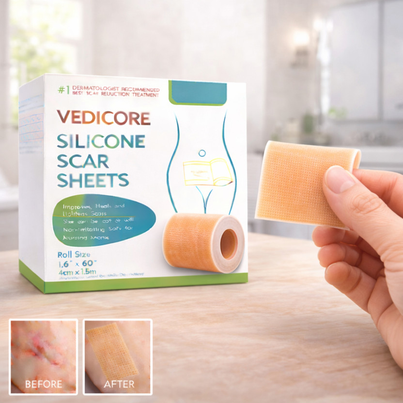 Vedicore Silicone Scar Sheet for Keloid & Surgical Scars | Medical Grade Scar Treatment Sheet(60 g)