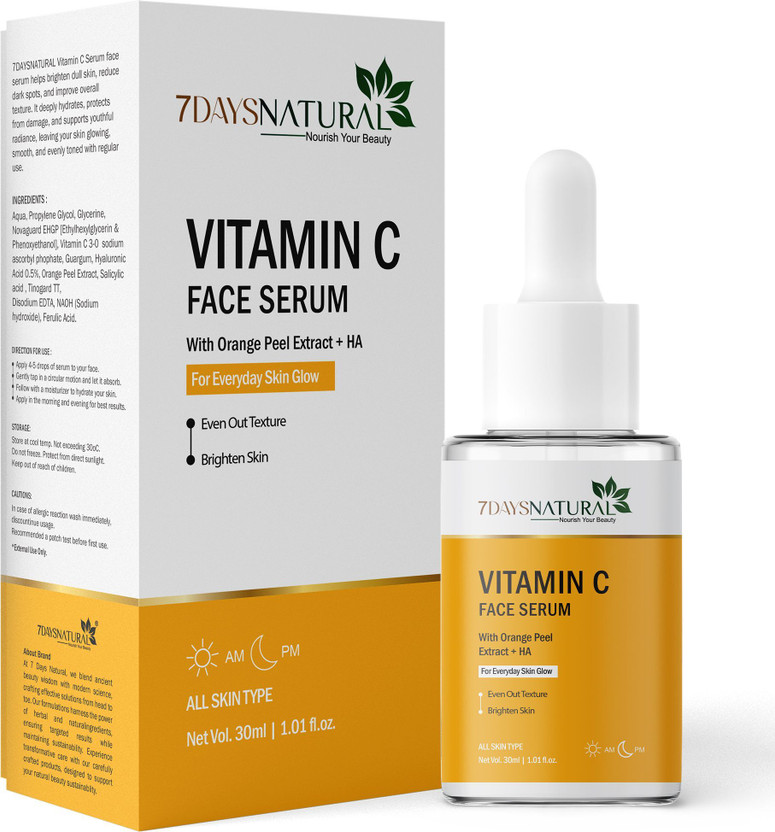 7days natural Vitamin C Face Serum-Brightens & Reduces Dark Spots | Acne |pigmentation(30 ml)