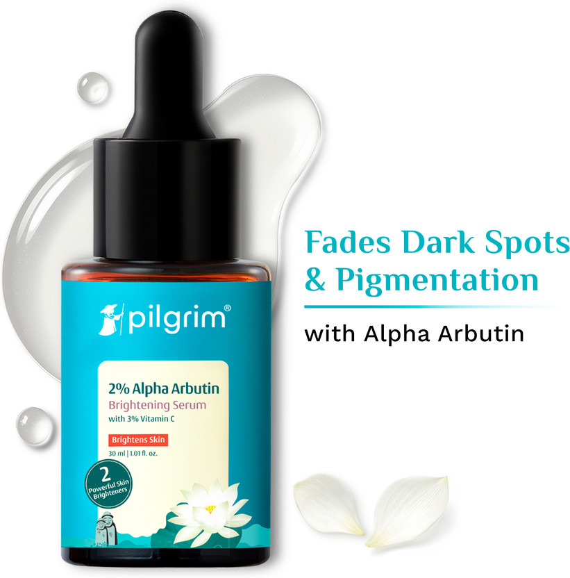 Pilgrim Alpha Arbutin & Vitamin C Brightening Skin Face Serum | Fades Dark Spots & Hyper Pigmentation | Experience Glowing Skin | Dermatologically Tested | For Men & Women | All Skin(30 ml)