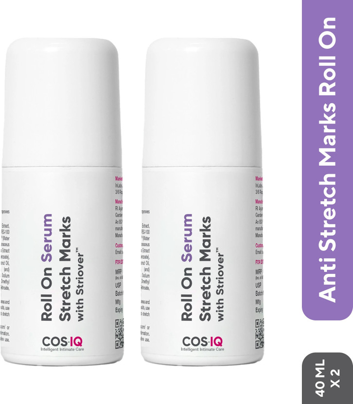 Cos-IQ Cos-IQ Stretch Marks Removal Roll-On Serum with Striover, Scar Removal, Uneven Skin Tone, All Skin Types (40ml x 2)(80 ml) - Flipkart Deal