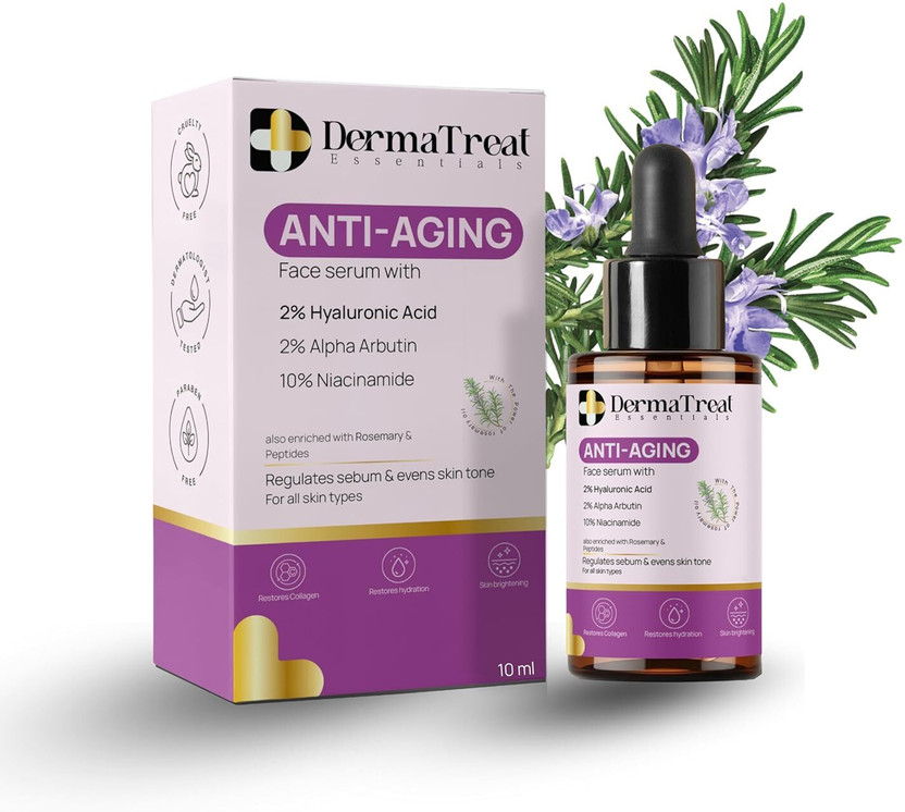 DermaTreat Essentials Anti aging Serum with 10% Niacinamide Acid & Peptides| Wrinkles, Glow & Elasticity(10 ml)