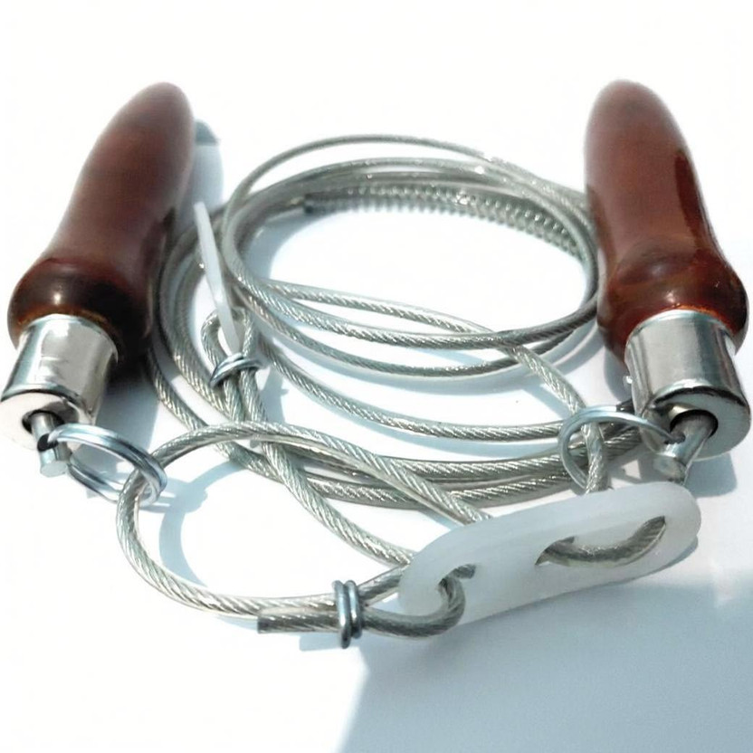 RAHICO CLUB WOODEN HANDLE INSULATED STEEL GYM WIRE SKIPPING ROPE Freestyle Skipping Rope(Grey, Length: 270 cm)