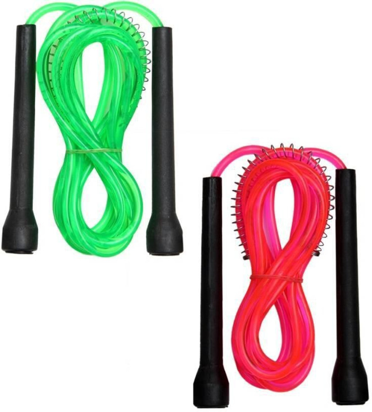 Manogyam Cardio Training,Intensive Workout,fitness and leisure gym,stamina builder 2PC Freestyle Skipping Rope(Black, Green, Pink, Length: 275 cm)
