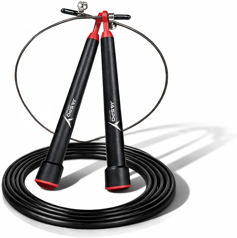Jaspo Steel-Skip Skipping Rope| Unbreakable| Adjustable| Tangle-Free| Anti-Slip Grip Speed Skipping Rope(Black, Length: 274.3 cm)