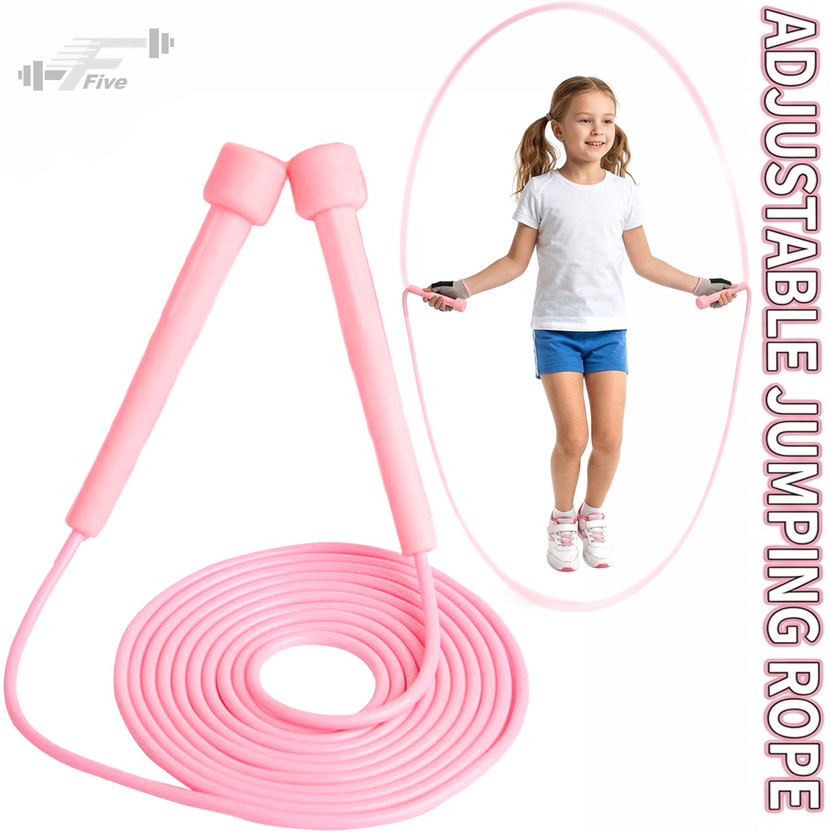 FFive Jump Rope Adjustable Length with Non-Slip Handles| Rope for Kids Freestyle Skipping Rope(Pink, Length: 247 cm)
