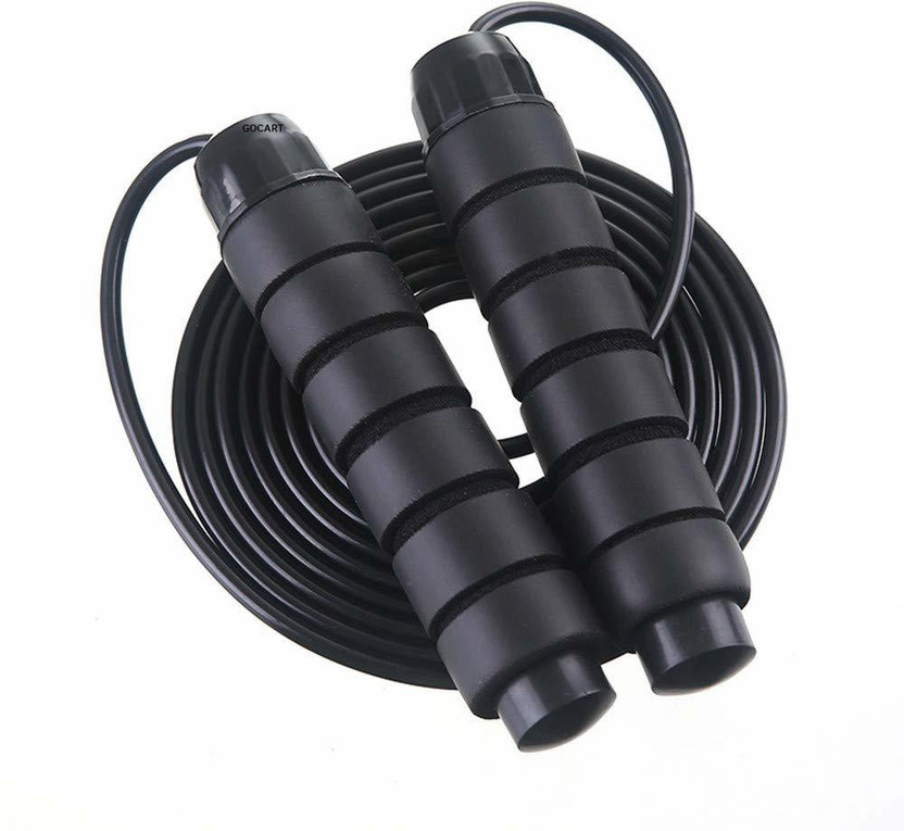 GOCART Adjustable Jump Rope Speed Skipping Rope With Ball Bearings And Memory Foam Handle Freestyle Skipping Rope(Black, Length: 280 cm)