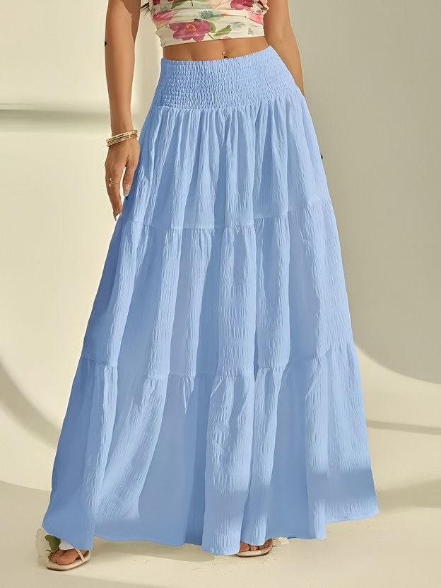 ZWERLON Solid Women Flared Blue Skirt