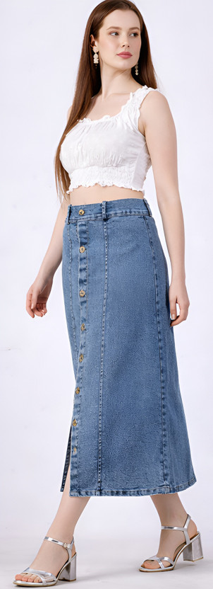MSKKAPPREL MSKKAPPREL Solid Women A-line Light Blue Skirt - Flipkart Deal