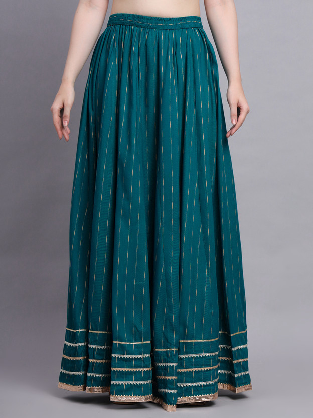 NYPA Printed Women Flared Green Skirt