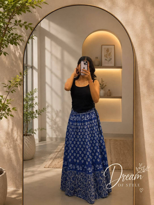Dream Dream of style Printed Women Flared Blue Skirt - Flipkart Deal