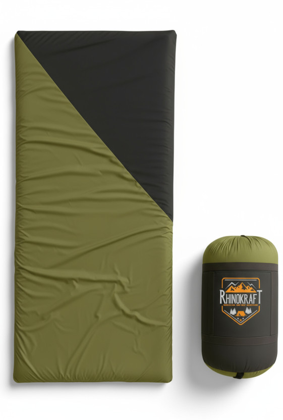 RHINOKraft Spartan Olive Rectangular Lightweight 1.3 kg | Comfort 12 °Celcius | Double Side Sleeping Bag(Multicolor)