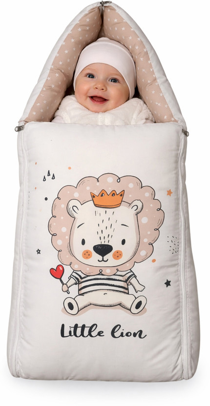 Tiny Tycoon Baby Carry Bed Cum Sleeping Bag for Newborn | 3 in 1 Portable Cotton Baby Bed All-Season Bedding for New Born (0-6 Months) Old Printed-Baby Bed-Infant Portable Bassinet-Nest for Co-Sleeping Unisex Baby(Fabric, Beige & Cream)