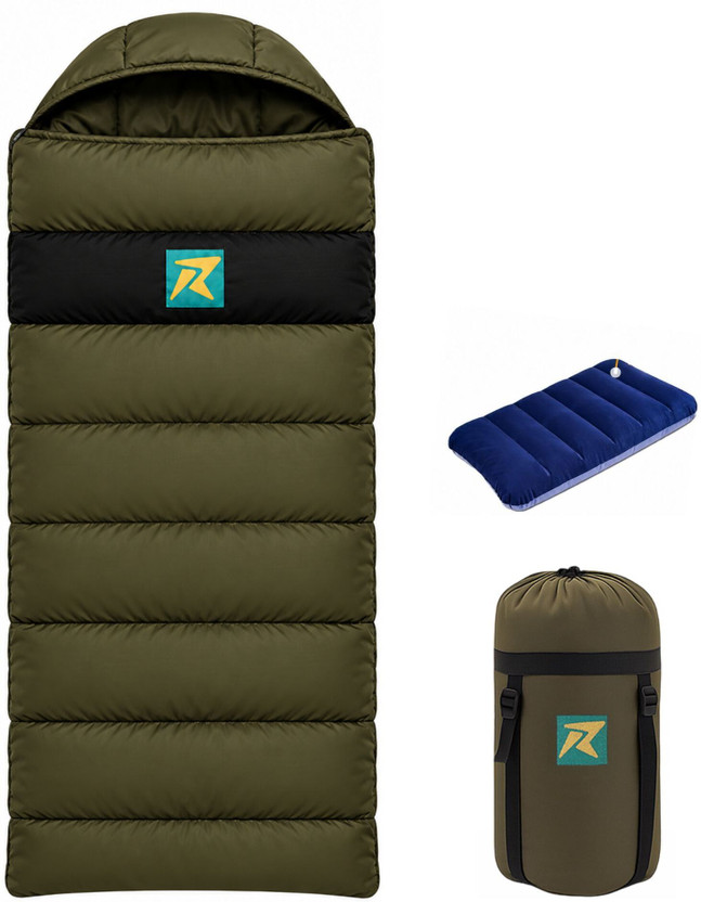 Rocksport Rocksport Sleeping Bag for Camping Hiking Traveling and Outdoors|Reliance Hollow Fibre Sleeping Bag(Green) - Flipkart Deal