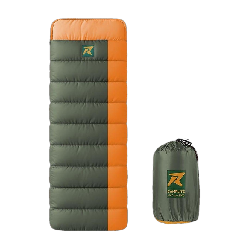Rocksport Camplite Indoor & Outdoor Temp 8°C to 20°C, 1.1Kg (Orange & Army Green) Sleeping Bag(Orange, Green)