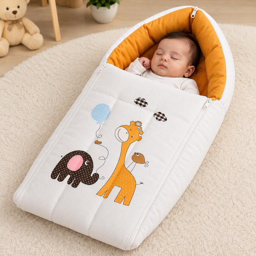 SHOPPOFOBIX Baby Bed, Baby Sleeping Bag & Carry Nest | Cotton Bedding Set Baby sleeping bed Printed, Sleeping Bag(Fabric, Multicolor 7)