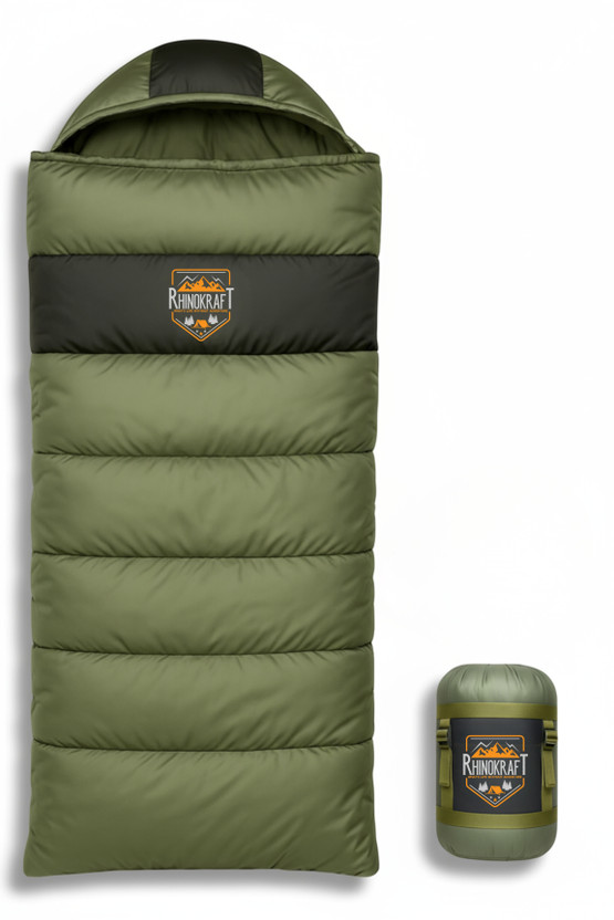 RHINOKraft Ultra Light 0 Degree Envelope Reliance Cotton Fibre Olive Sleeping Bag