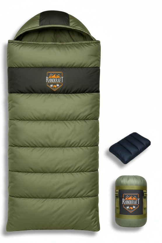 RHINOKraft Ultra Light 0 Degree Envelope Reliance Cotton Fibre Olive Sleeping Bag