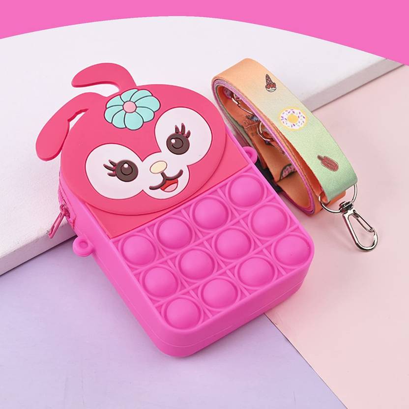 SYGA Pink Shoulder Bag Children Pop It Fidget Bunny Bubble Shoulder Bag